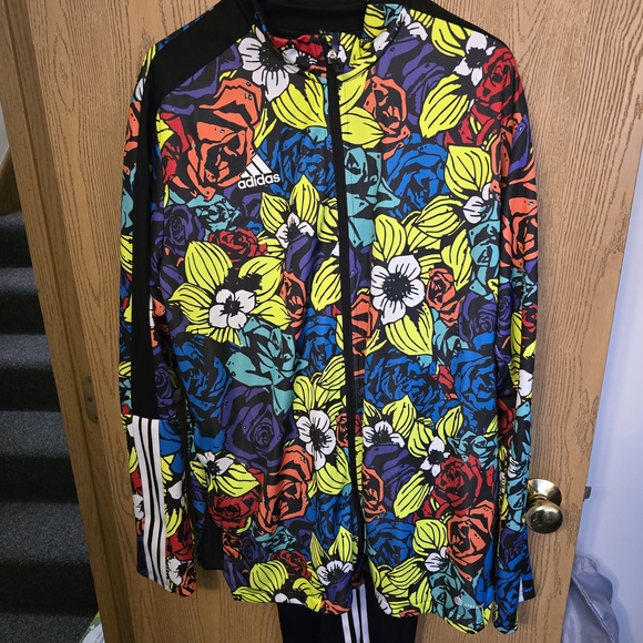 Adidas Colorful Floral Jacket with Black Accents - Picture 2 of 12